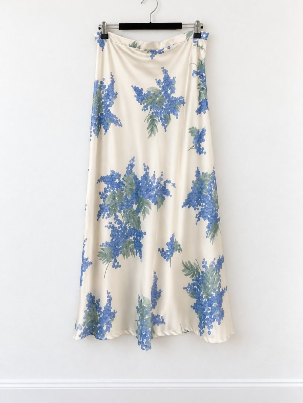 Rouje Carrie Floral Midi Skirt — White, Blue & Green